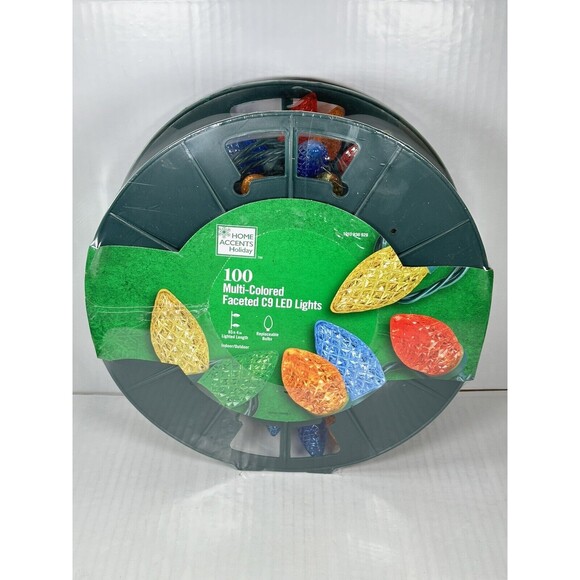Home Accents Holiday 100 Multi-Colored Faceted C9 LED Lights NEW - Picture 1 of 3